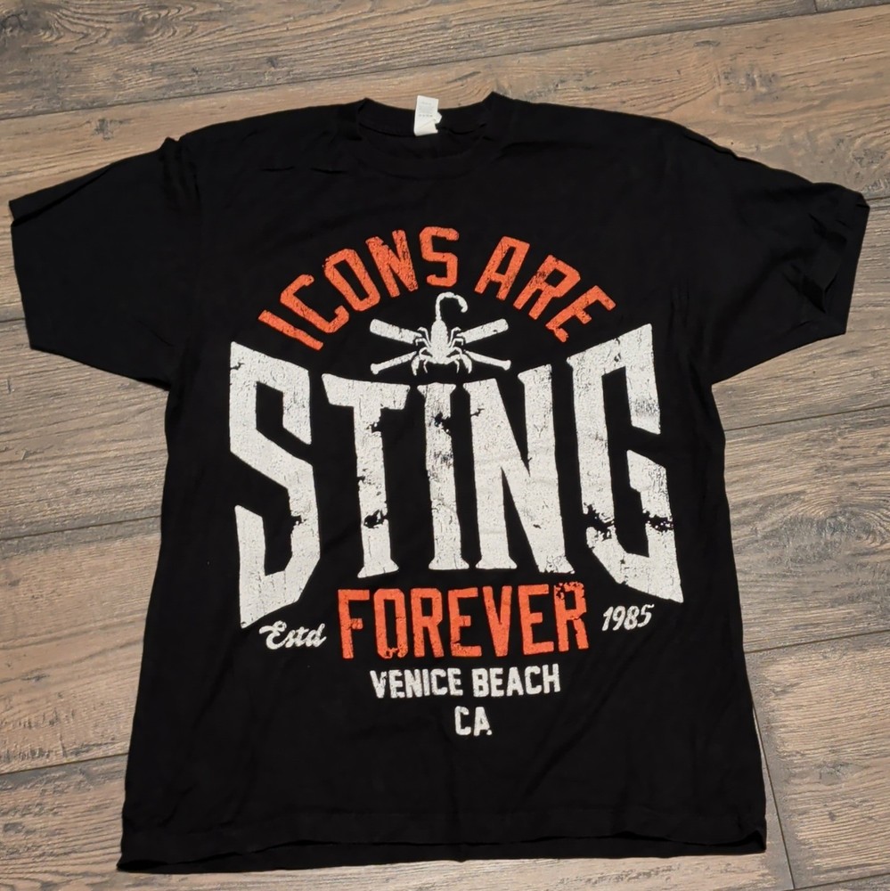Sting Wrestling Venice Beach Black Graphic Crew Neck Short Sleeve T-Shirt L
