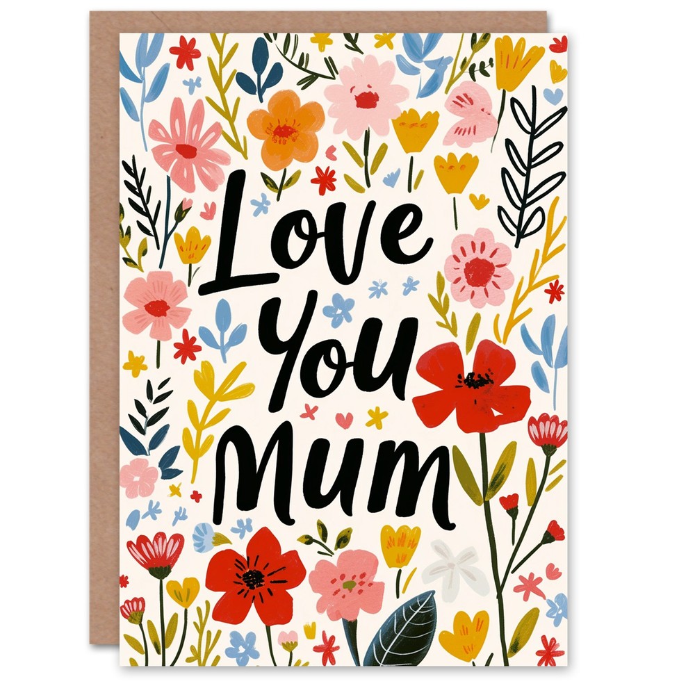 Mother's Day Greeting Card Love You Modern Floral Design For Mum