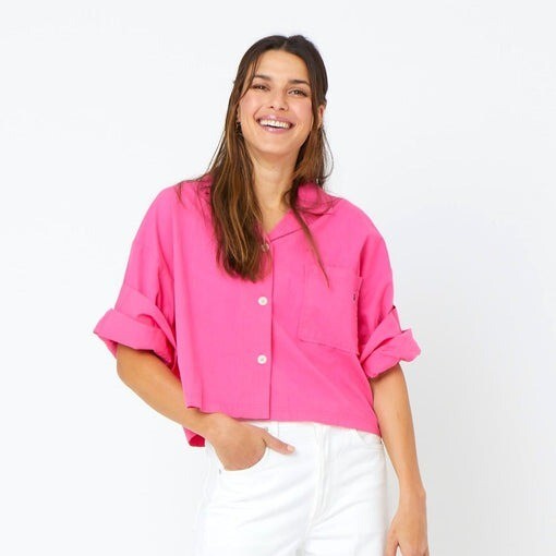 270304 Kerri Rosenthal Sherri Summer Shirt Top Buttondown Embroidered Cotton M