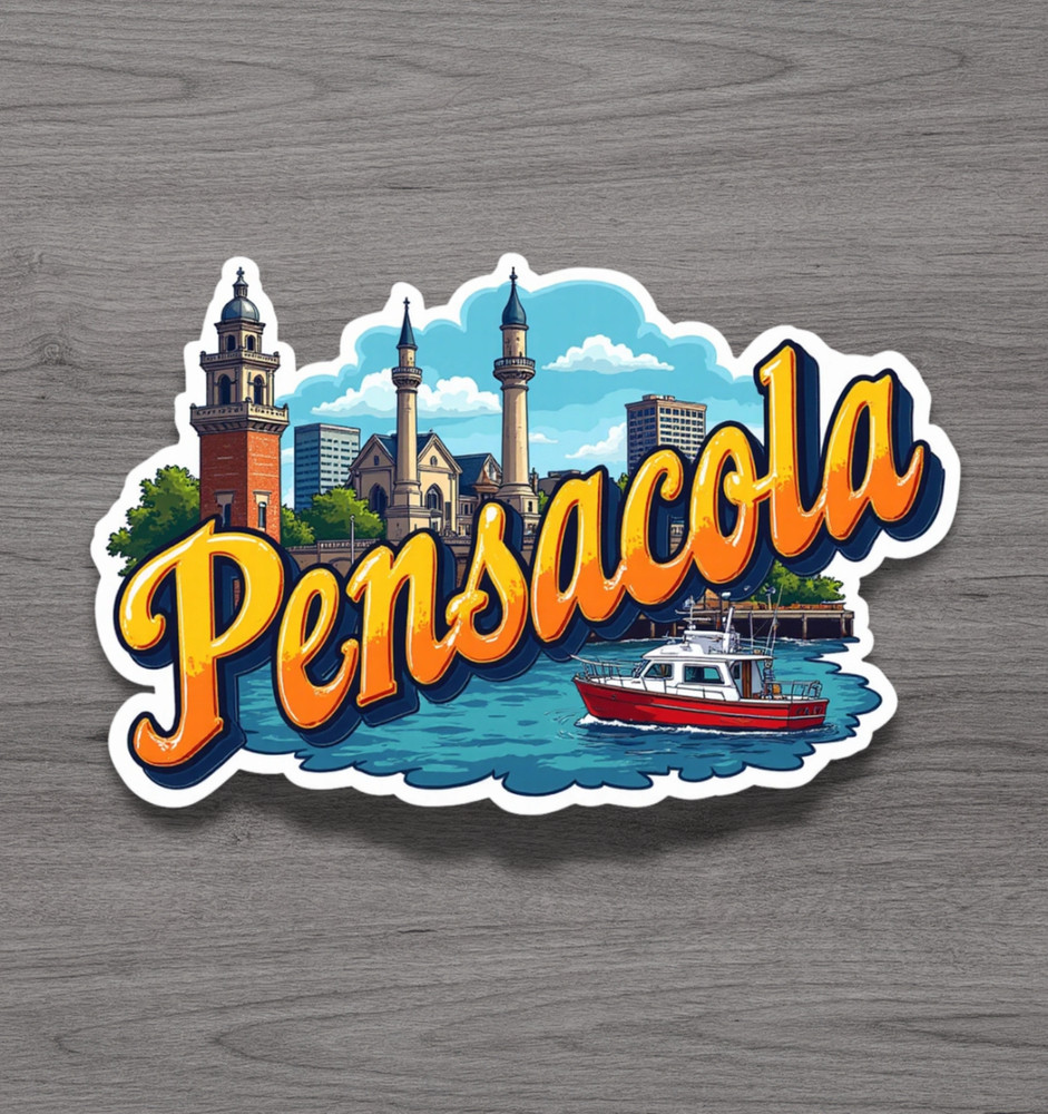 Pensacola Florida Fridge Magnet or Laptop Sticker