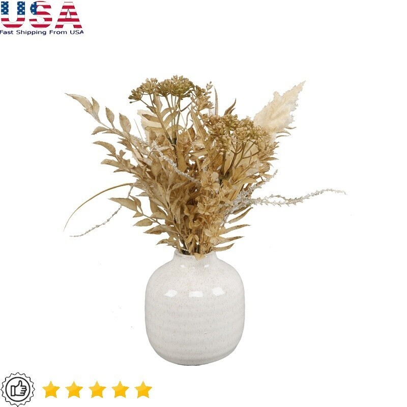 Artificial Dried Floral Arrangement in Elegant Ceramic Vase Home Decor Everyday
