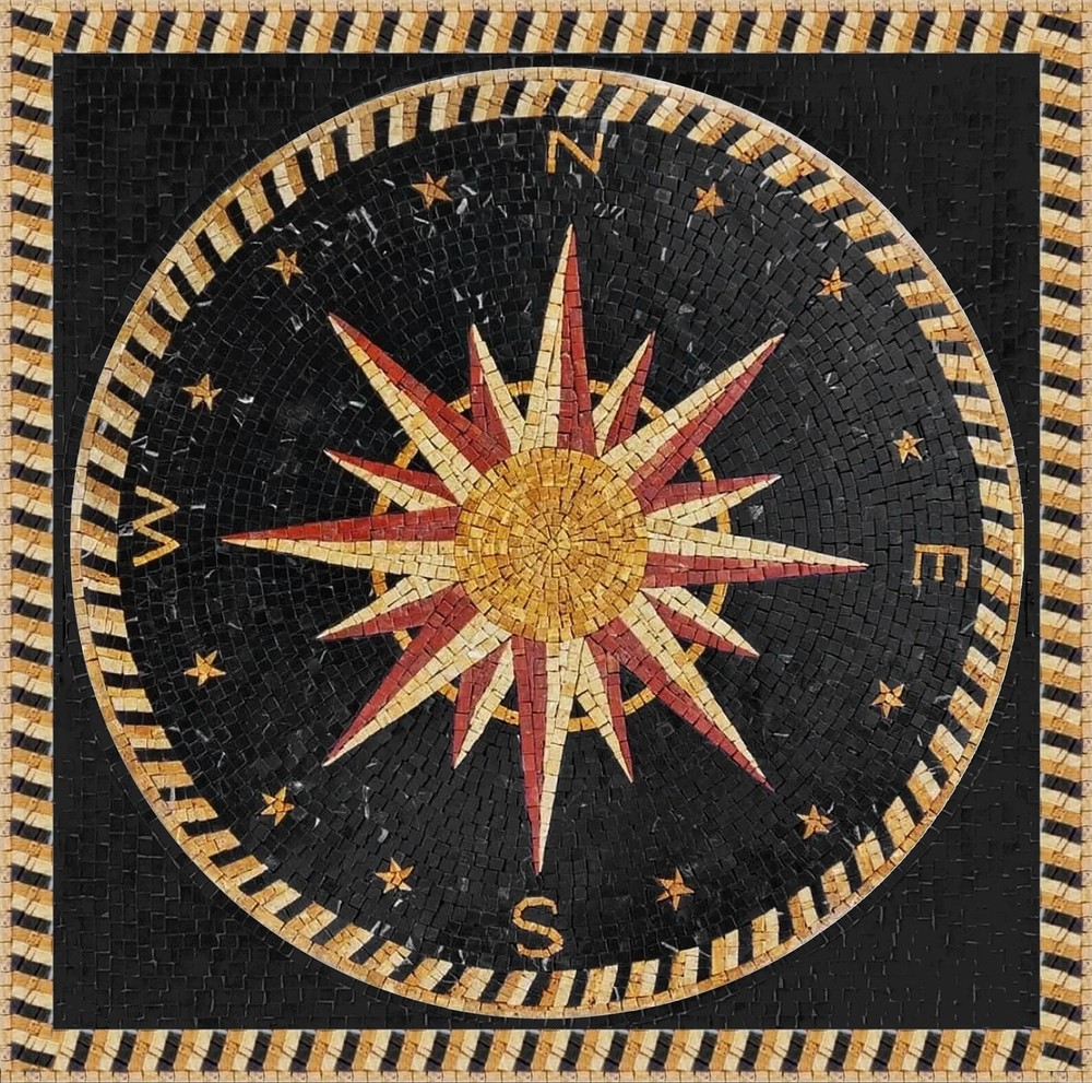 compass Mosaic Marble Square Floor Tiles Home Decorative Tile