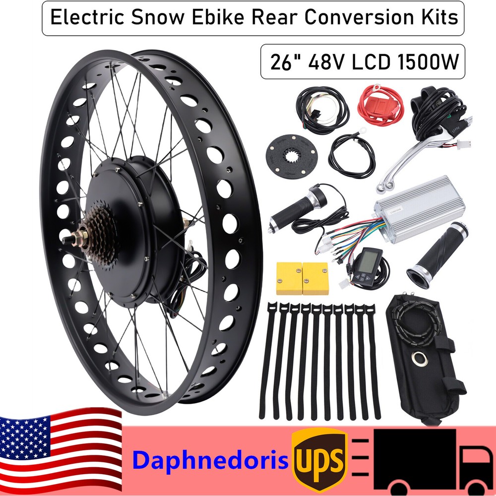 Ebike Fat Tire Bicycle Rear Hub Motor Conversion Snow Wheel Kit For 26