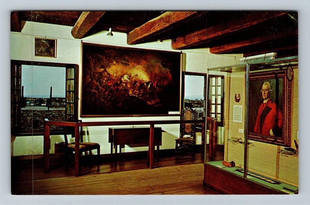 Fort Ticonderoga NY-New York, Museum Interior, Battle Painting Vintage Postcard