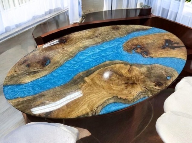 48x24 Custom Epoxy Resin Kitchen Dining Table Top Durable Live Edge Living Room Decor