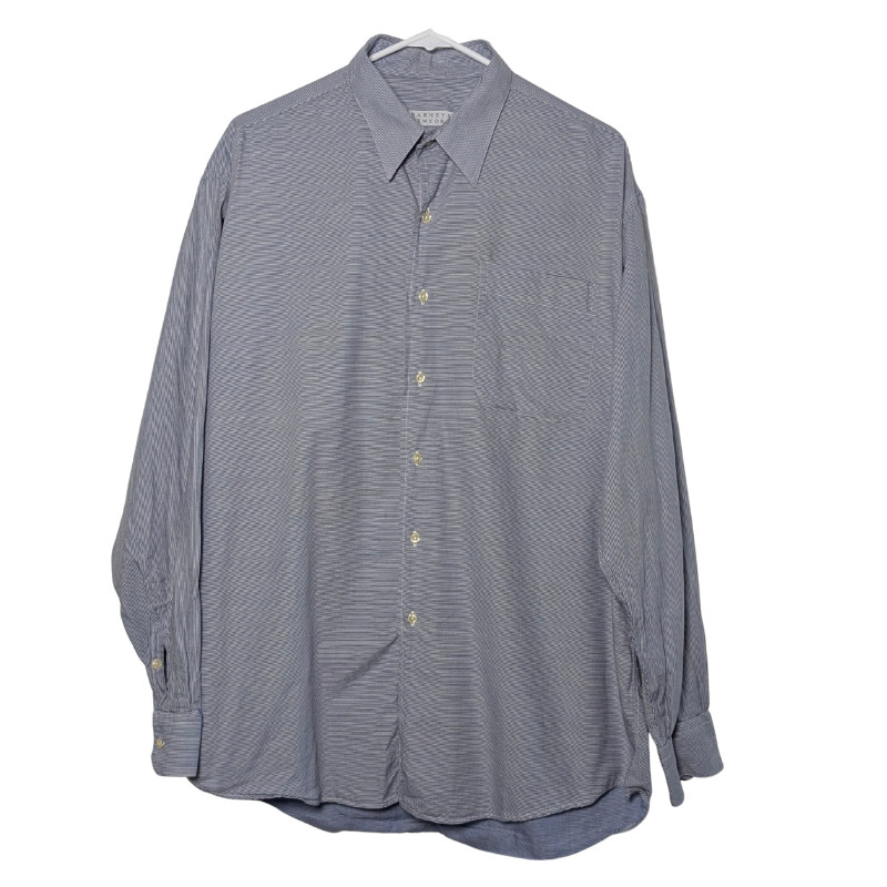 Barneys New York Men's Striped Button Down Shirt, Blue, Size 16 1/2 35
