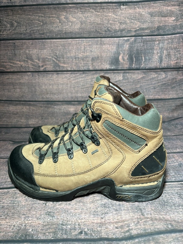 Danner Men Size 14 5.5 Inch 453 GTX Dark Tan Green Hiking Boots Outdoor