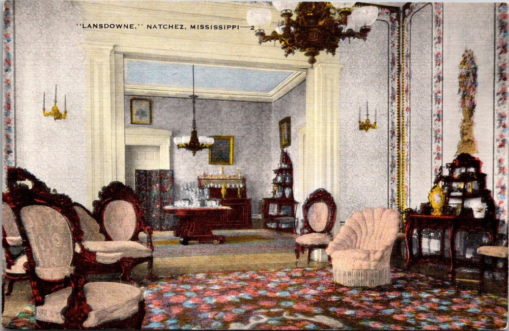 Lansdowne Natchez Mississippi Vintage Postcard of Historic Home