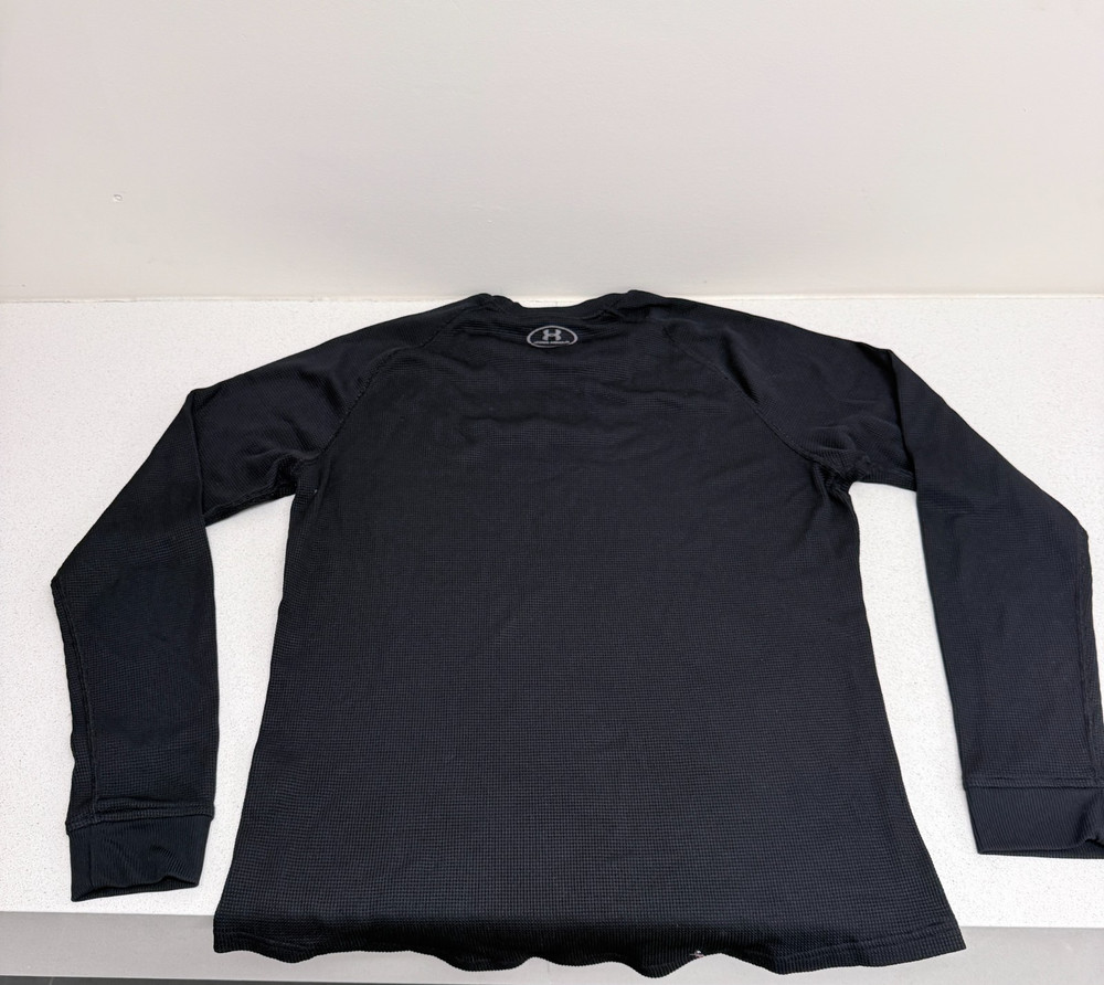Under Armour Men’s Size M Black Waffle Knit Thermal Long Sleeve Shirt Loose Fit