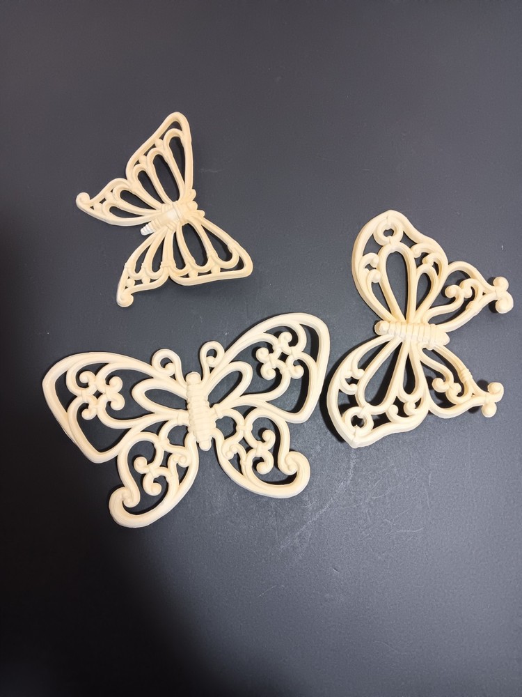 Vintage Set of 3 Mid Century Syroco Butterfly Wall Accents Decor HOMCO
