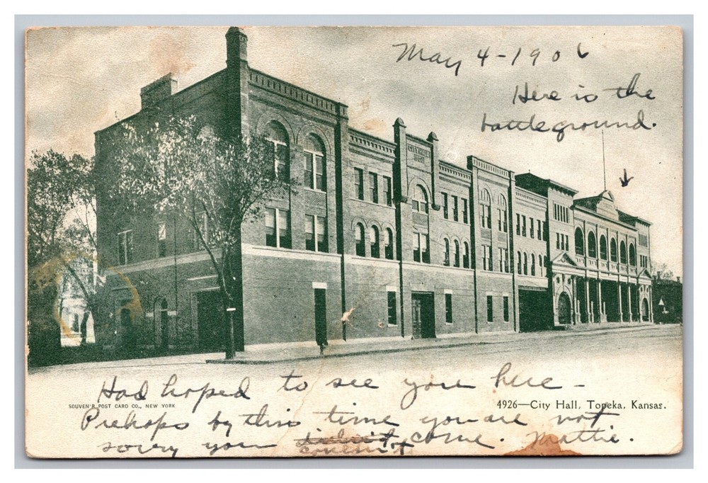 Topeka KS Kansas City Hall UDB Postcard Posted 1906