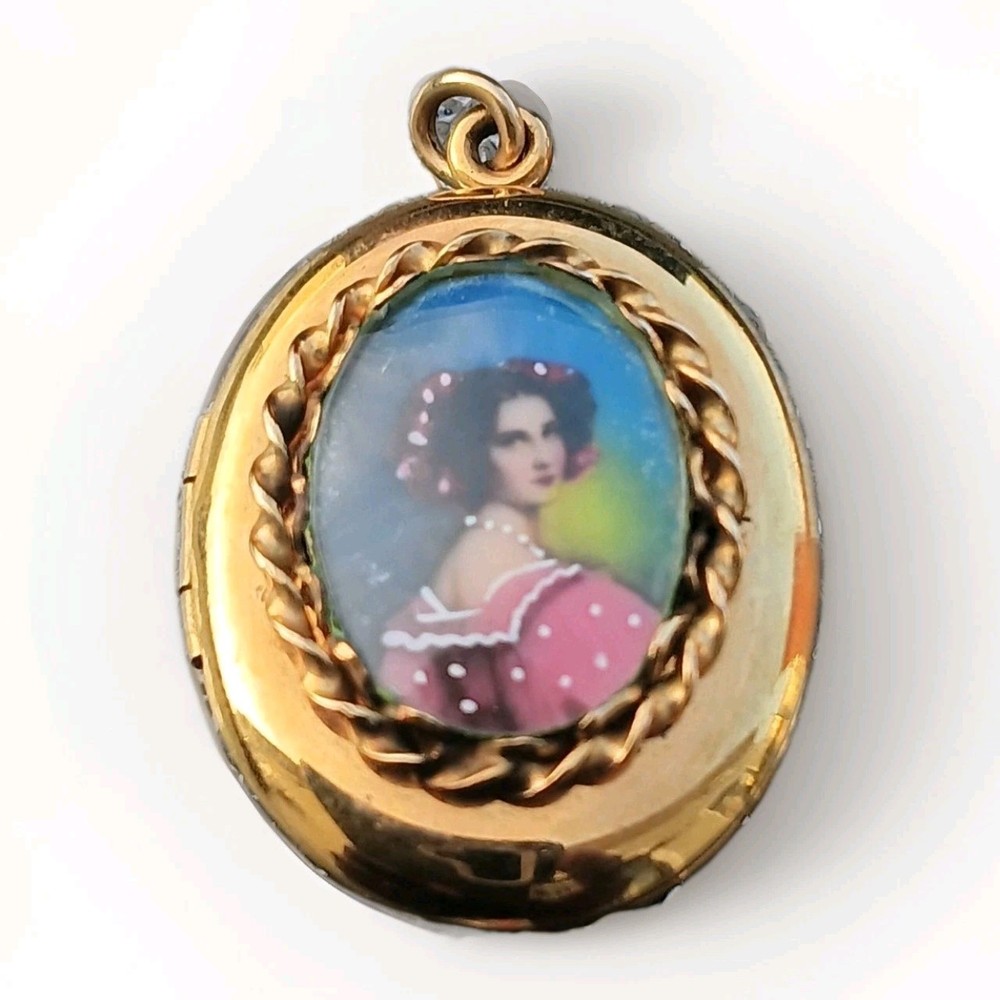 Vintage  Portrait Lady Gold Filled Victorian Revival Locket