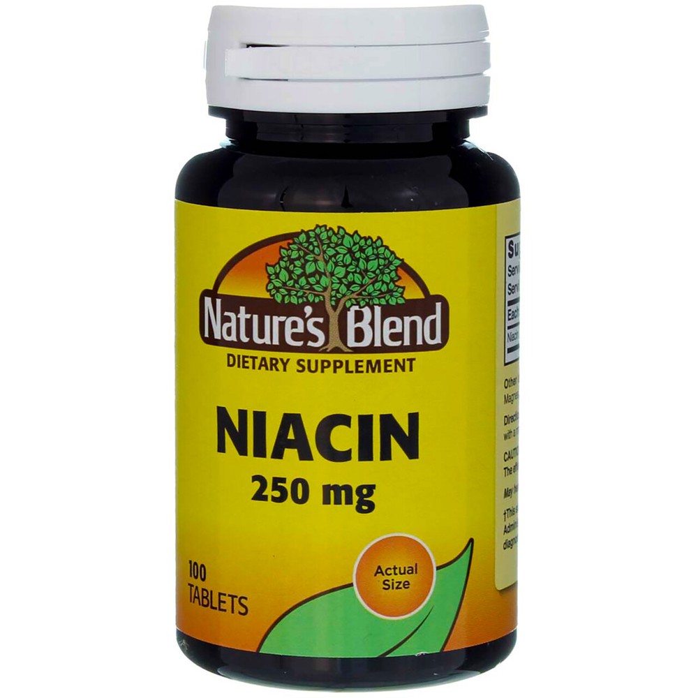 4 Pack Nature's Blend Niacin Tablets, 250 mg, 100 Ct