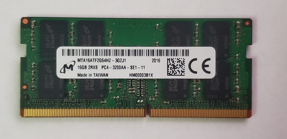 Micron 16GB DDR4 SODIMM 3200MHz 2Rx8 (MTA16ATF2G64HZ-3G2J1) TESTED