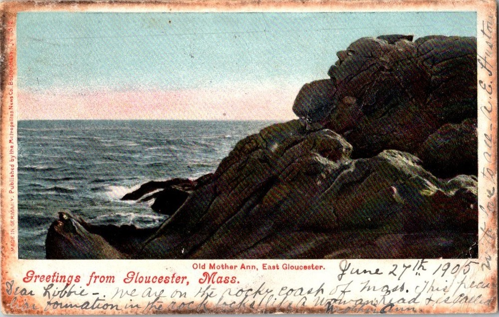 1905 Old Mother Ann Gloucester Mass. Postcard Rocky Coast Scenic View