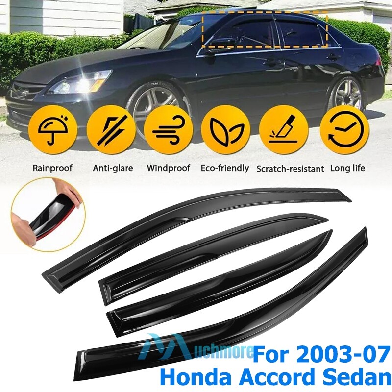 For 2003-07 Honda Accord Sedan Tinted Window Vent Visors Sun Rain Guard 4 Pieces