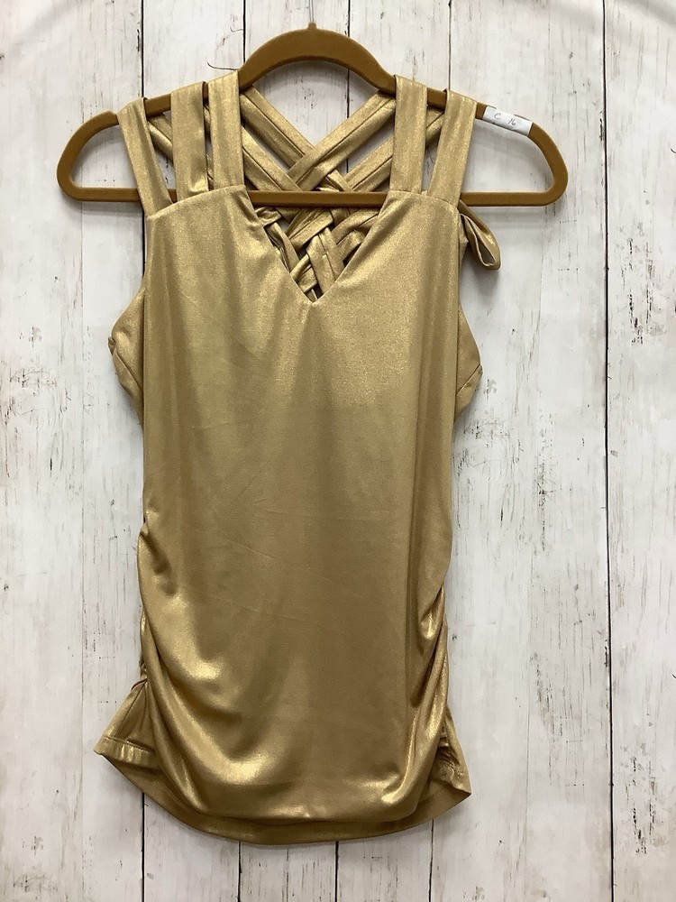 INC International Concepts Small Beige V-Neck Criss-Cross Strap Sleeveless Top