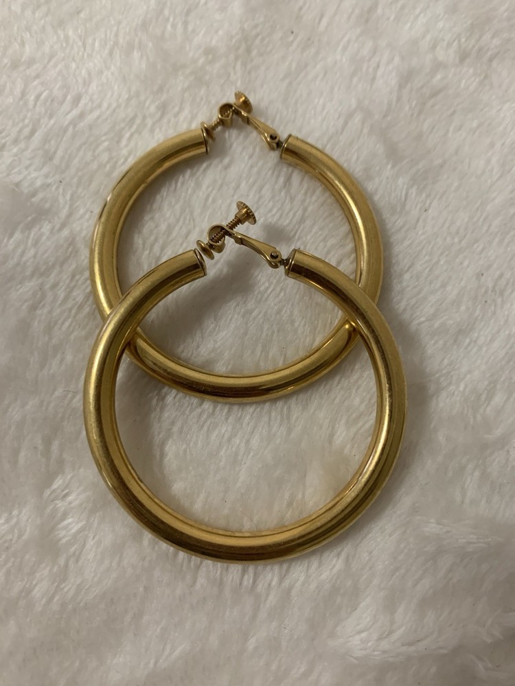 Vintage Napier Hoop Earrings Clip Screw Back Gold Tone