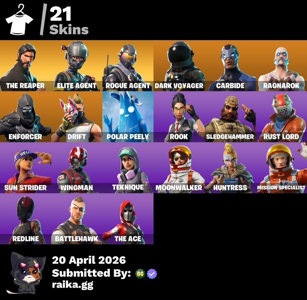 The Reaper, Take The L, Elite Agent, Drift, Rogue Agent, Carbide, Ragnarok  / 21