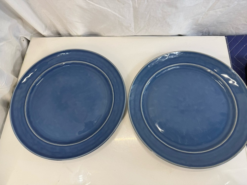2 Pottery Barn CAMBRIA Blue Stoneware LARGE DINNER PLATE(s)  11.75