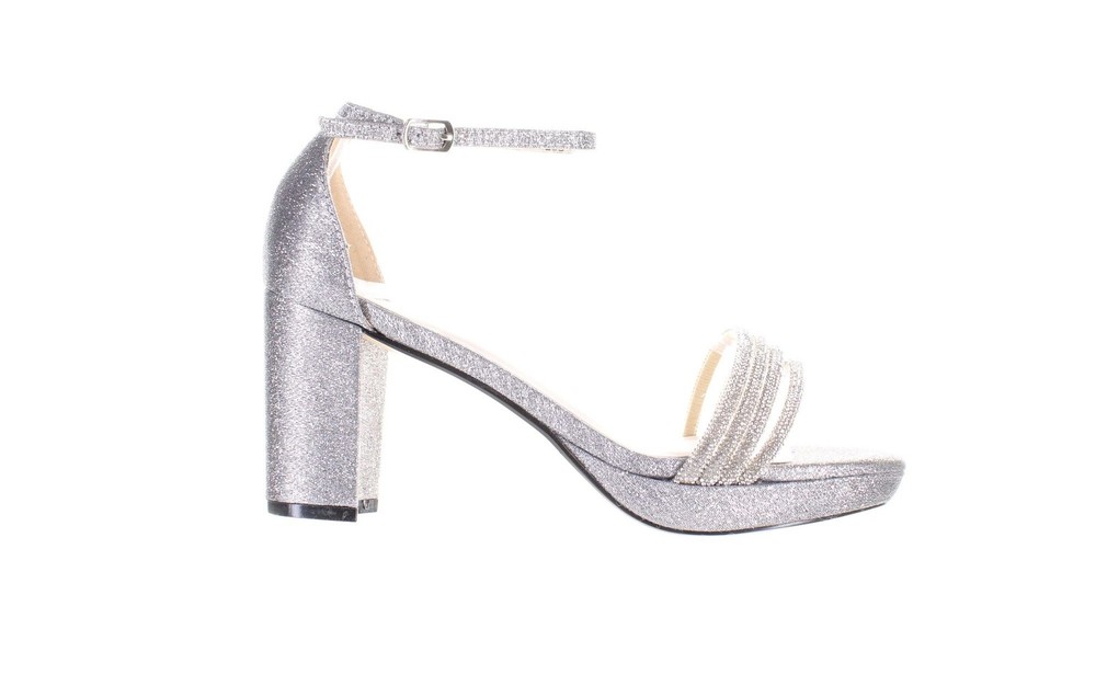Benjamin Walker Women's Parker Silver Ankle Strap Heels Size 7 7797160