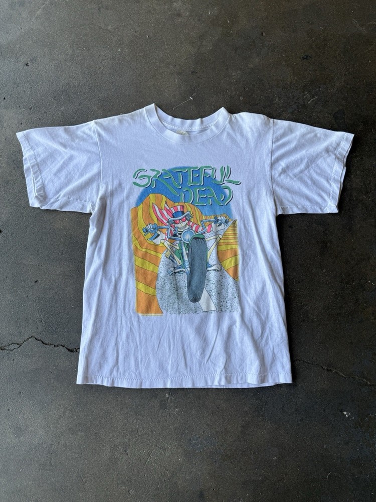 Vintage 1988 Grateful Dead GDM Official T-Shirt L Uncle Sam Motorcycle