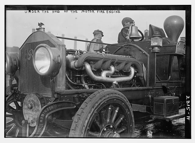 Under the hood of the motor fire engine,New York City,Competition,1913,Robinson