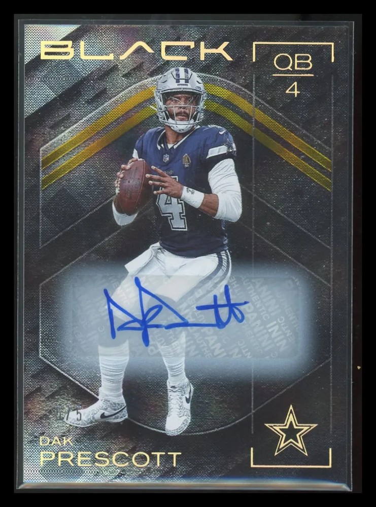 Dak Prescott 2025 Panini Black Football Auto /5 #49 #5/5 Bookend