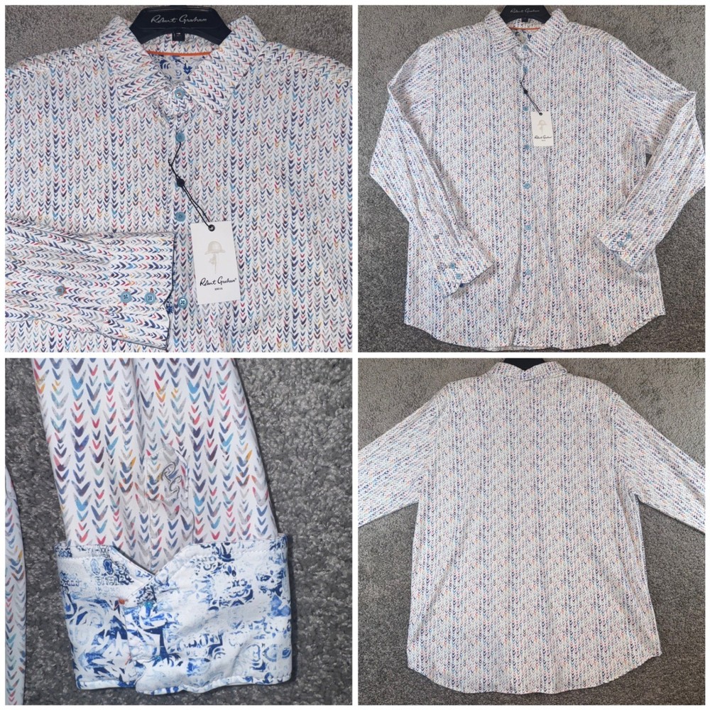 Robert Graham Men Slauson Shirt Long Sleeve Classic Fit Geometric Pattern XL NEW