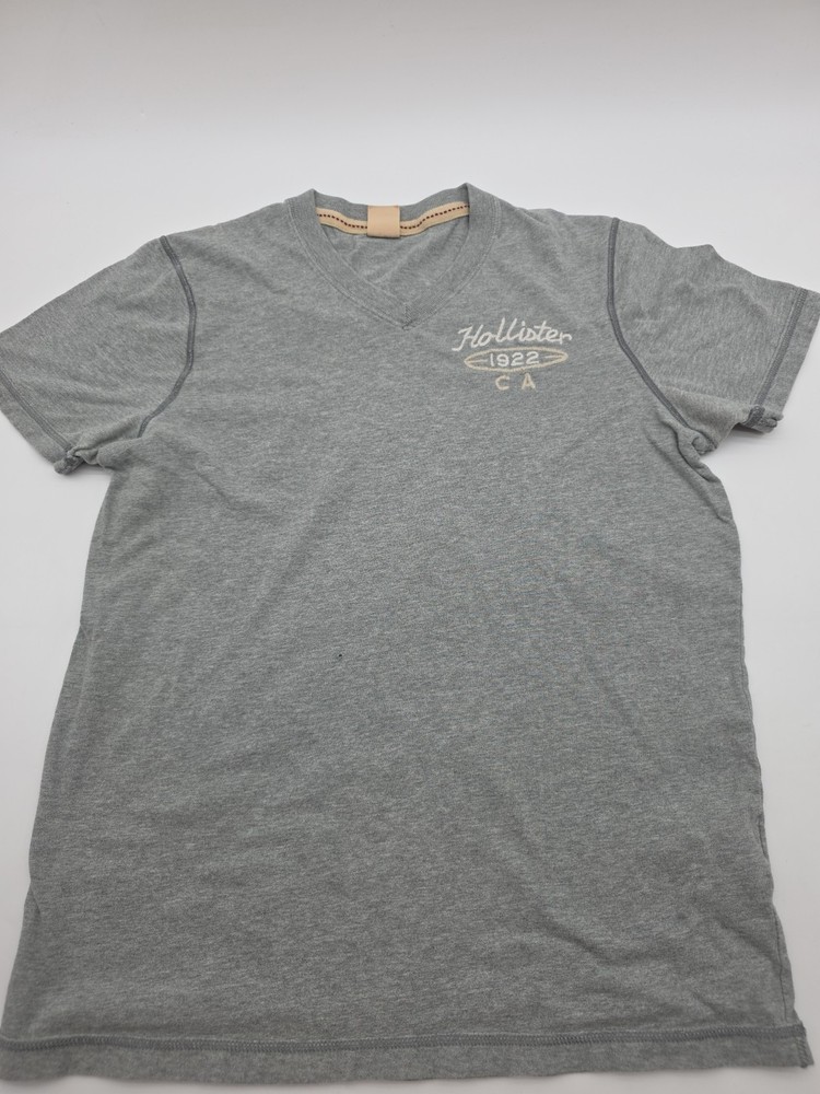 Hollister T-shirt Men XL Gray Logo Solid Embroidered 100% Cotton .#45251