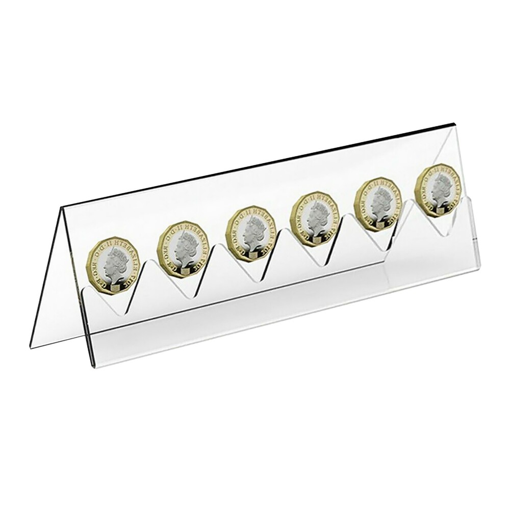 Acrylic 6-Slot Coin Holder Display Stand for Commemorative Collections