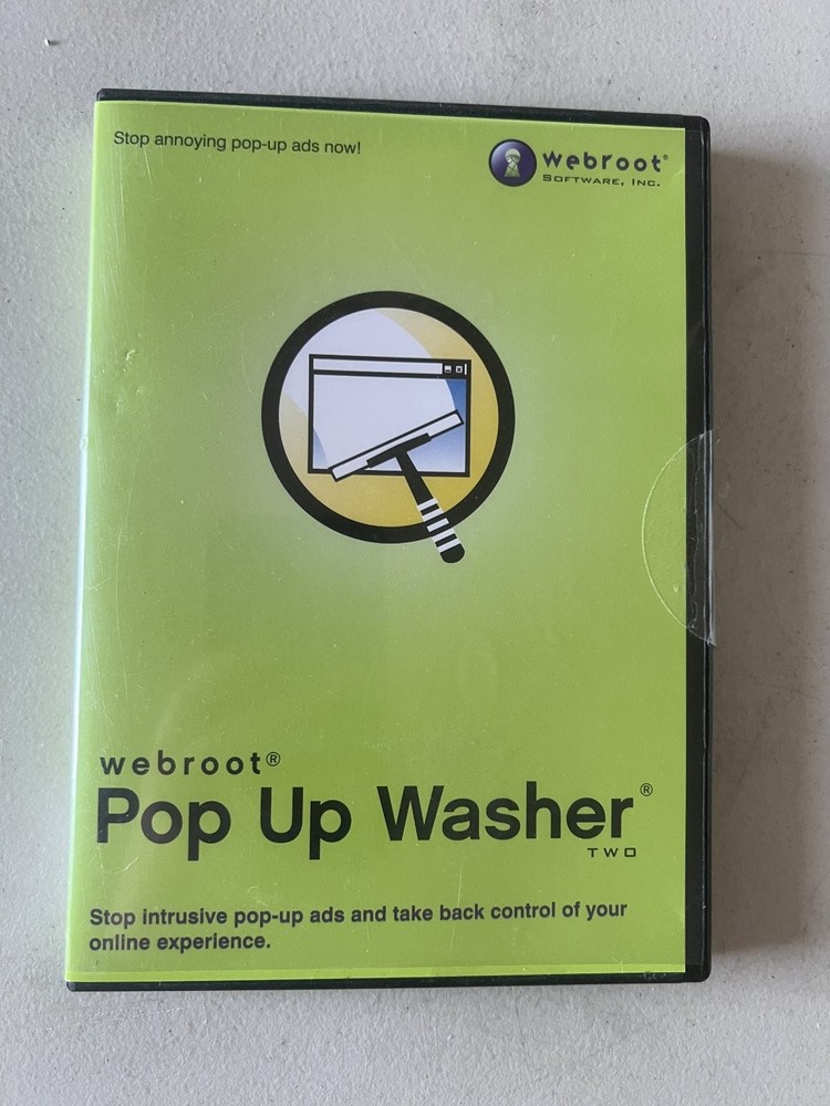 Webroot Pop Up Washer TWO Computer Software Windows 98 ME 2000 XP