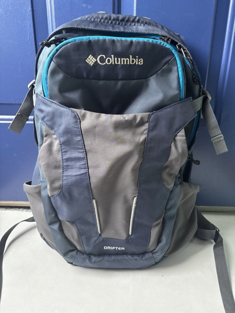 Columbia Drifter Backpack Blue Gray Daypack Laptop School Hiking Preowned