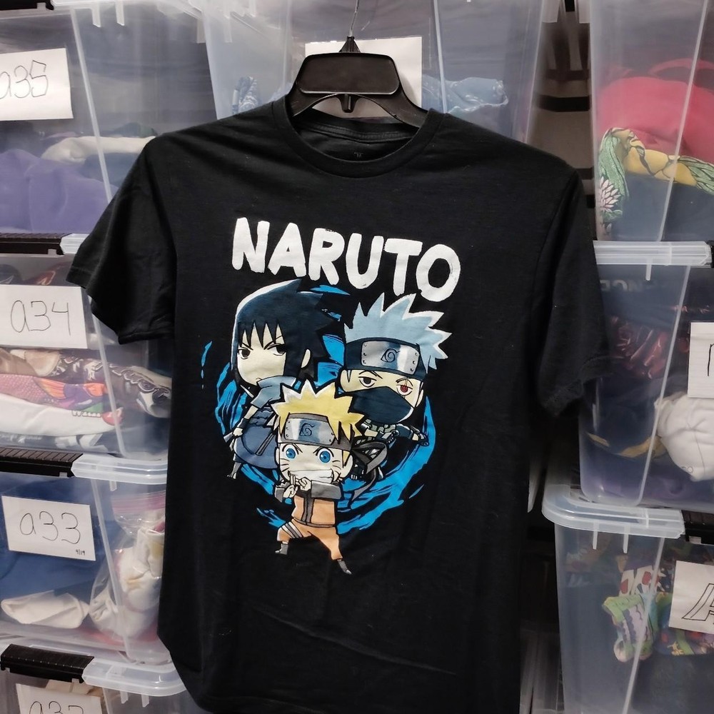 Naruto Shirt Mens Medium Black Shippuden Shonen Jump Chibi  Anime Manga M A319