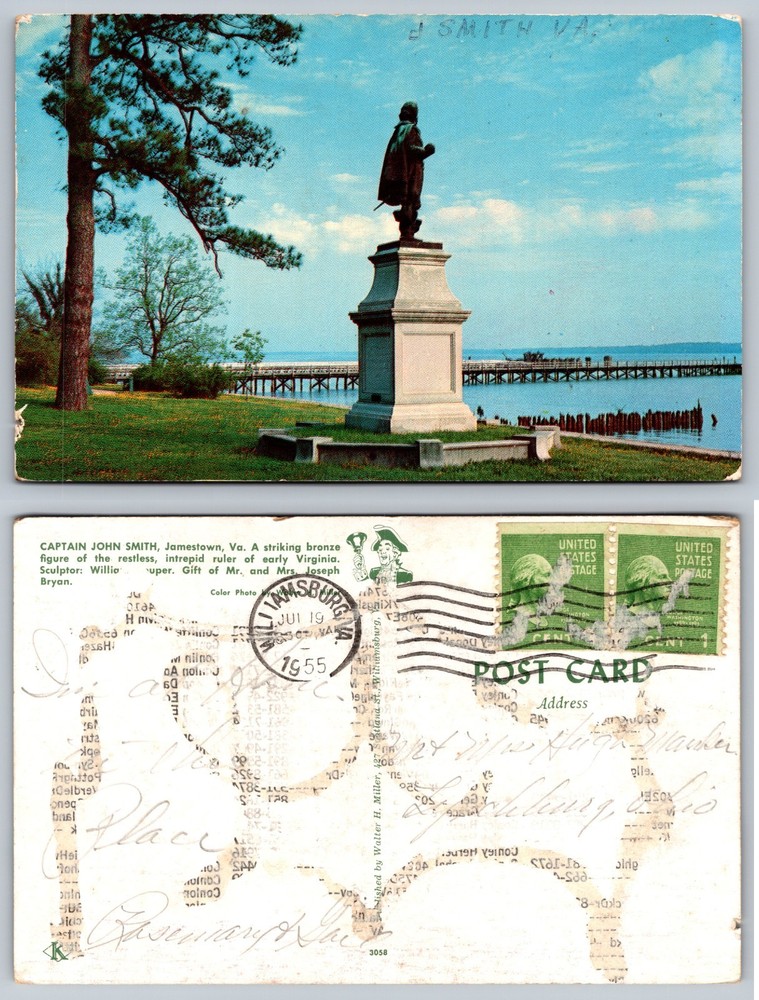 Captain John Smith Jamestown VA Monument Postcard