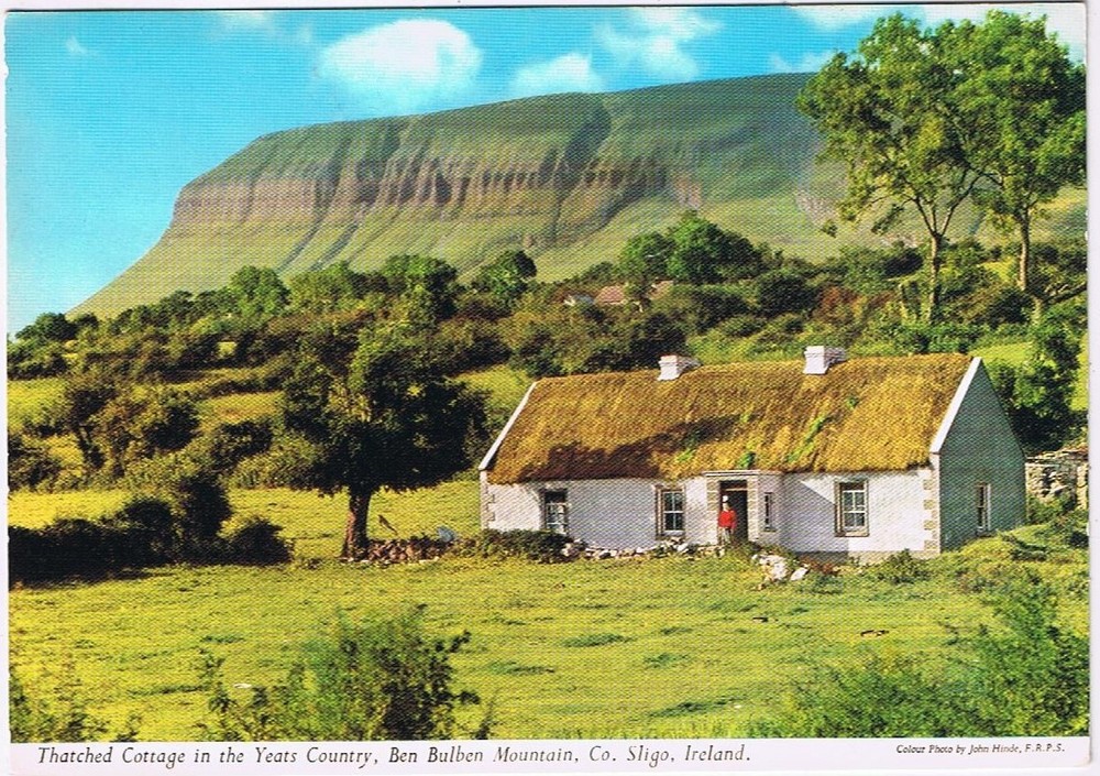 Postcard Thatched Cottage Yeats Country Ben Bulben Mountain County Sligo Ireland