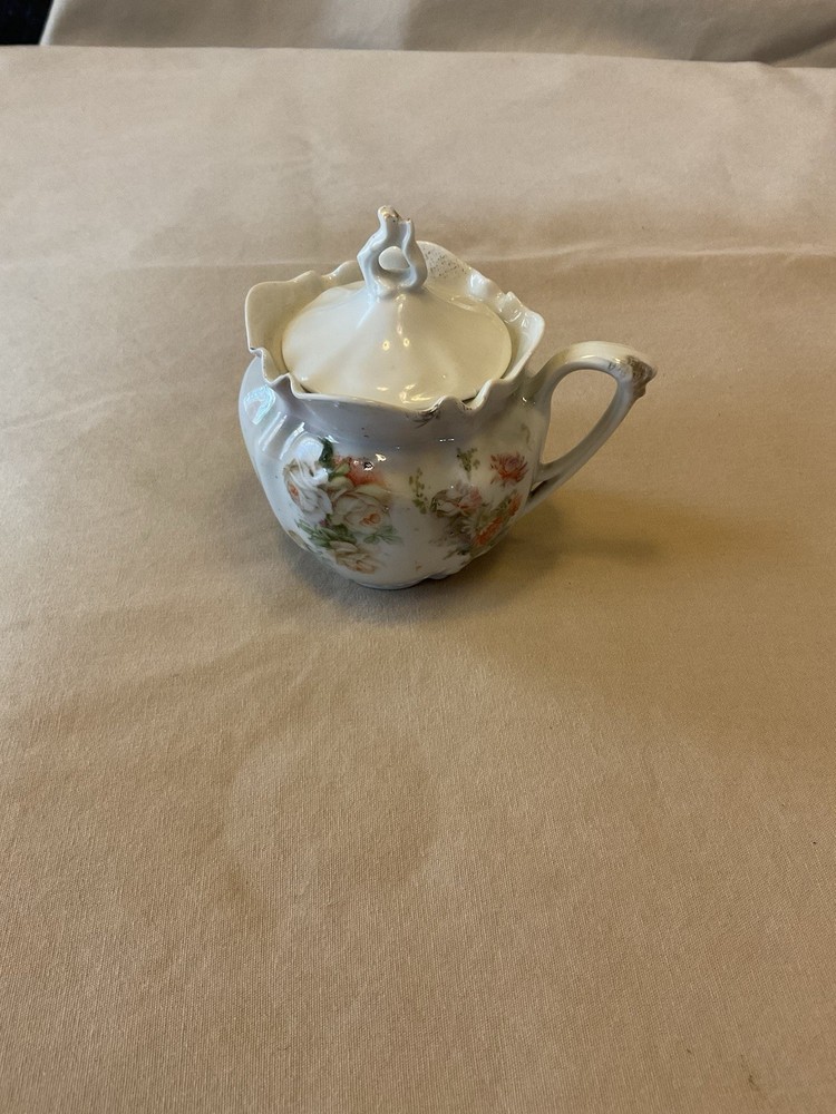 R S Prussia Antique Germany Porcelain Mustard Pot With Spoon & Lid