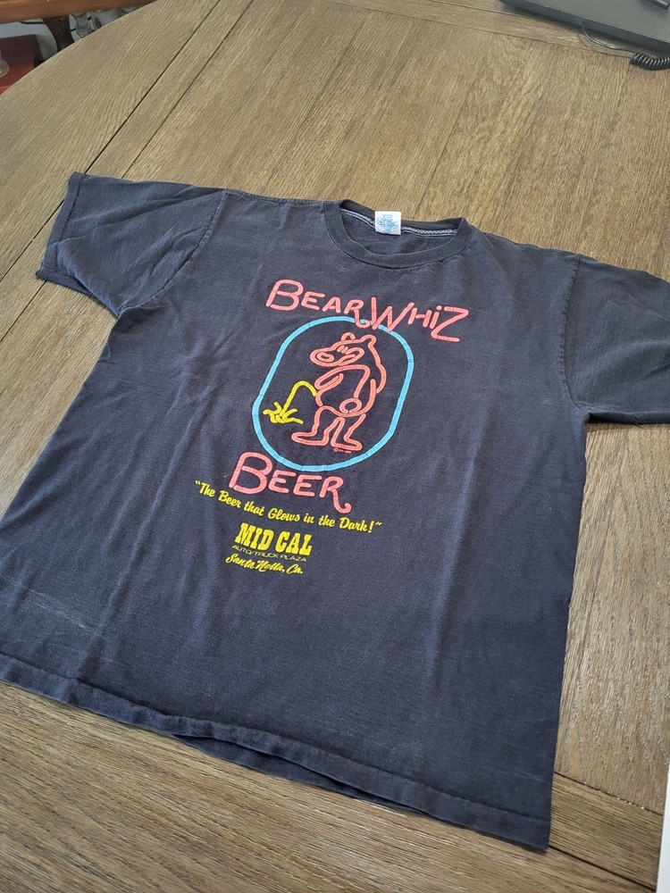 Vintage 90s Bear Whiz Beer California Santa Neon Hamm's Parody Shirt Size XL