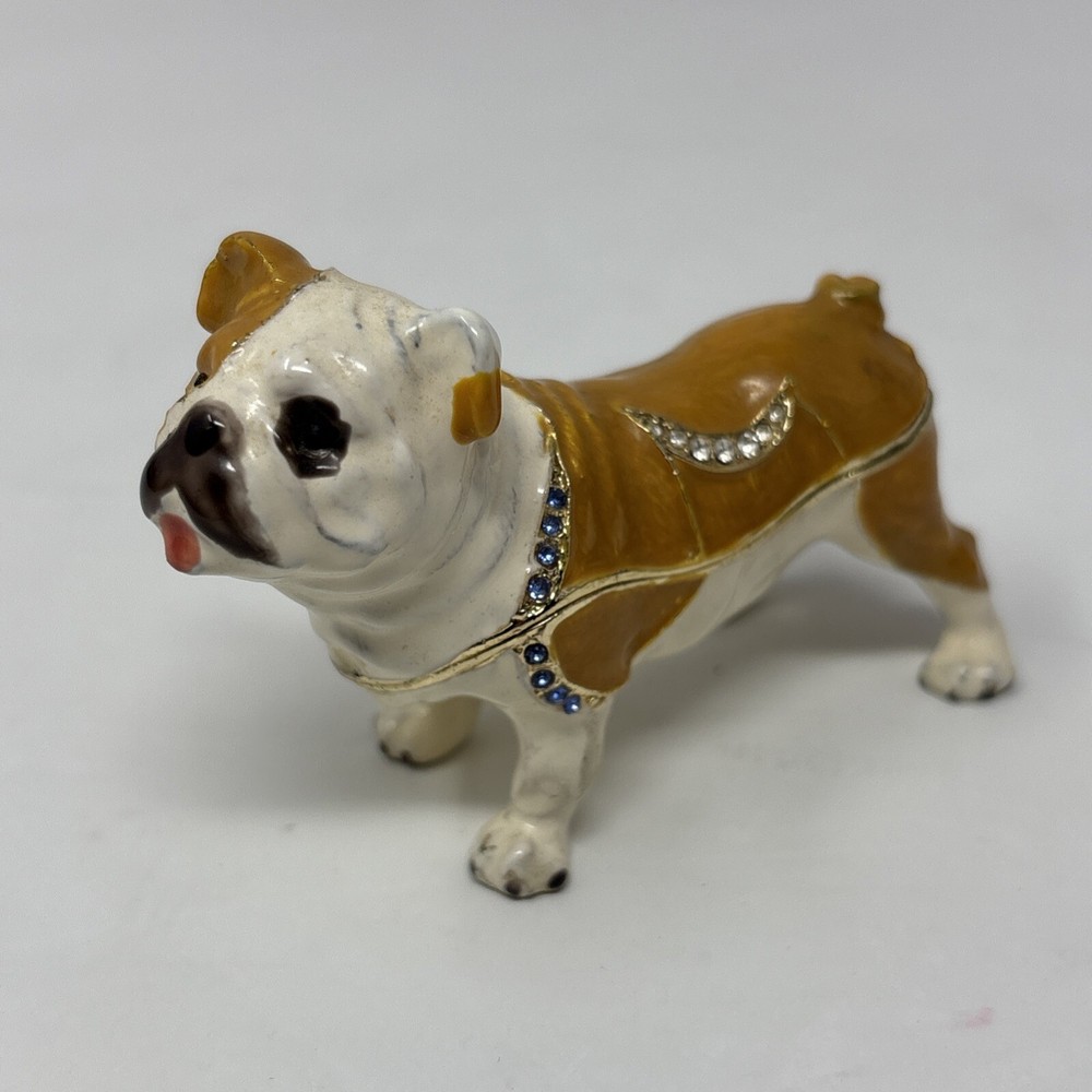 Bejeweled Enameled Bulldog  Small Trinket Box