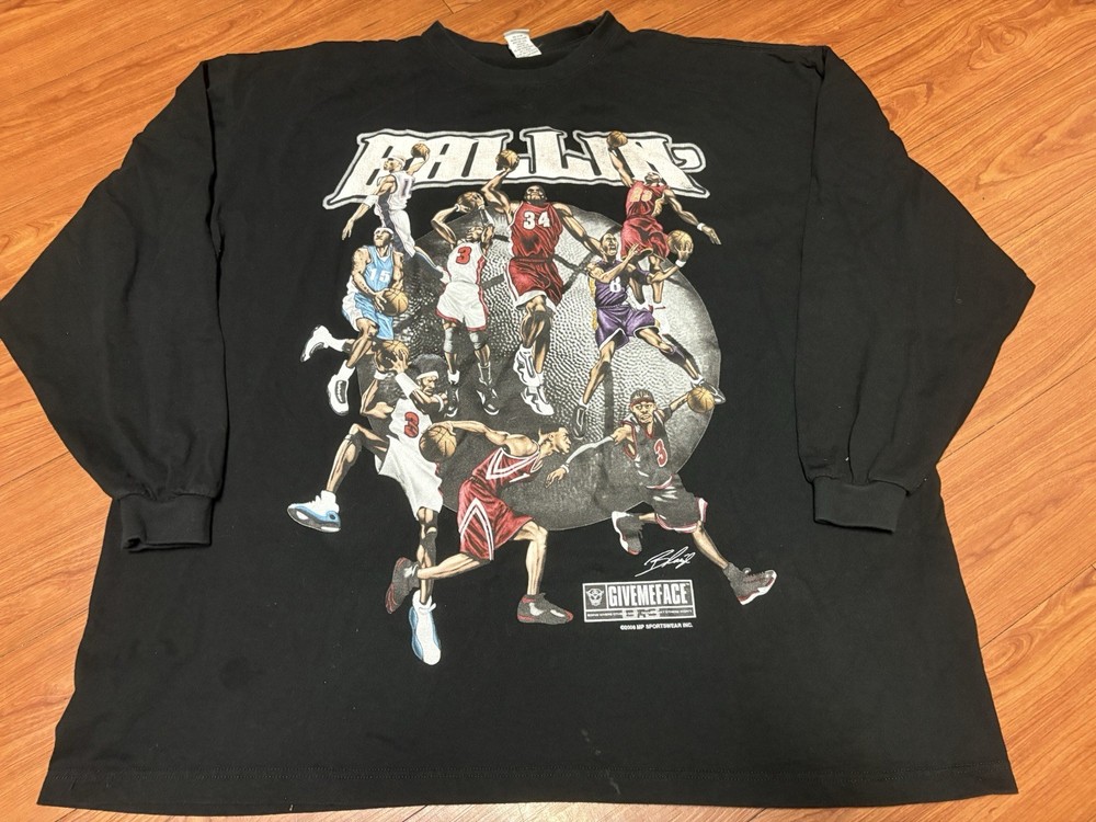 NBA Y2K Vintage Kobe Lebron Shaq Wade Iverson 4XL Long Sleeve Sweater Pullover