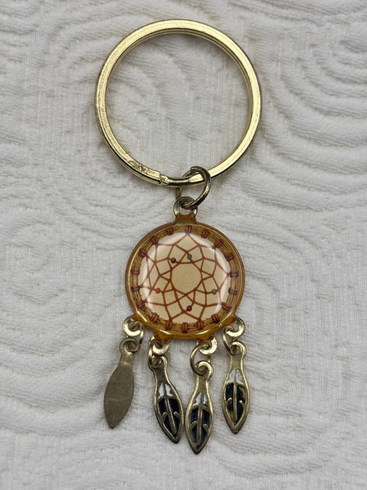 Vintage Keychain DREAM CATCHER Key Ring Metal & Enamel Fob