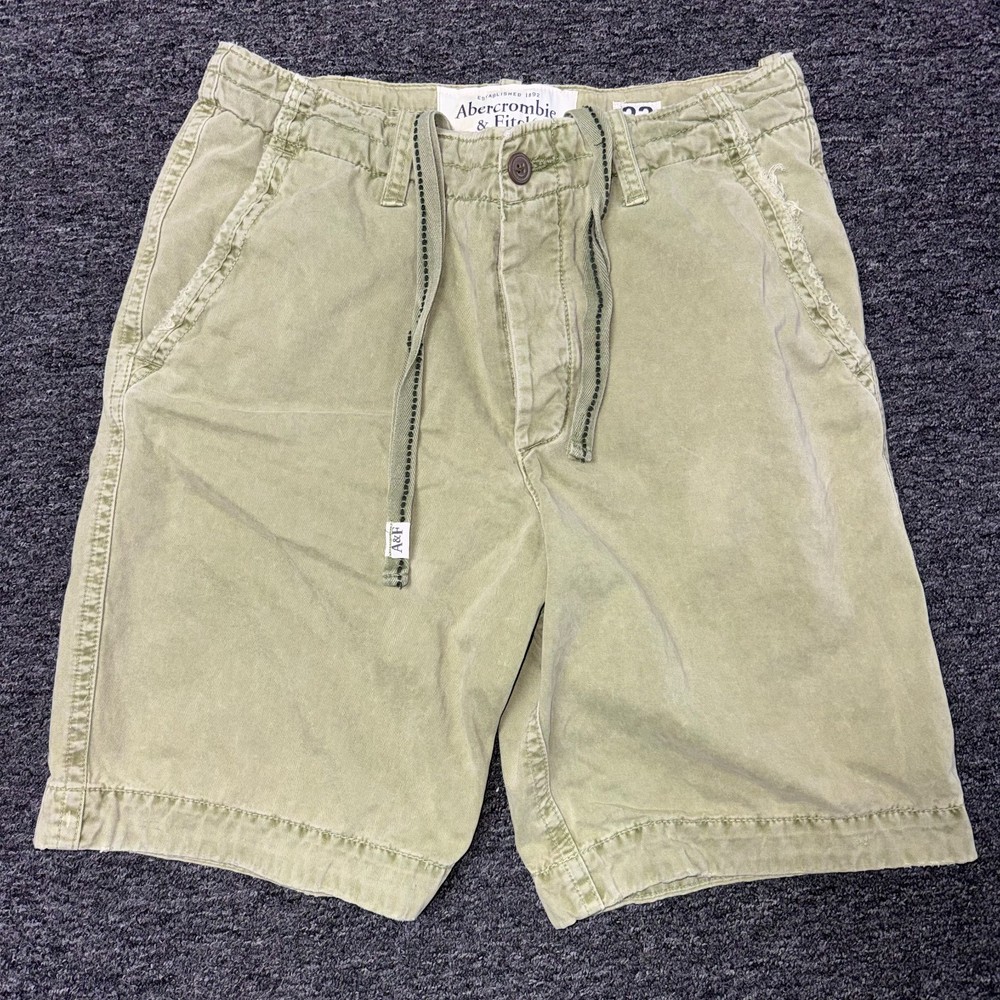 Vintage Abercrombie & Fitch Chino Khaki Grunge Shorts Mens Sz 33 Green Faded