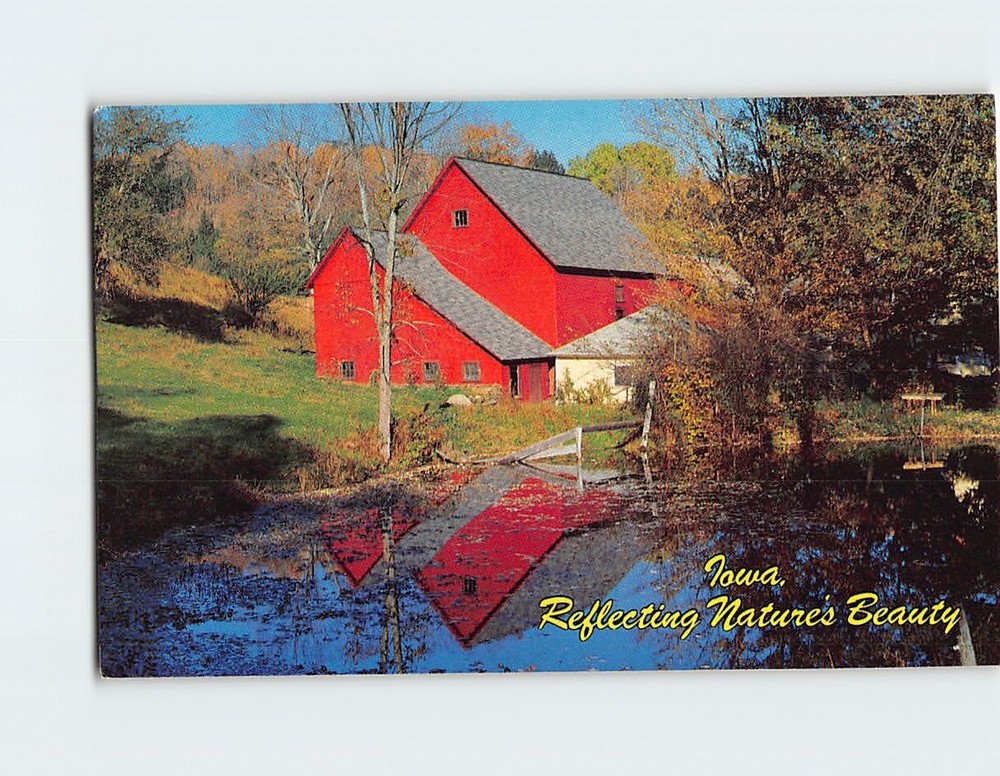 Postcard Country House Pond Nature Scene Iowa USA