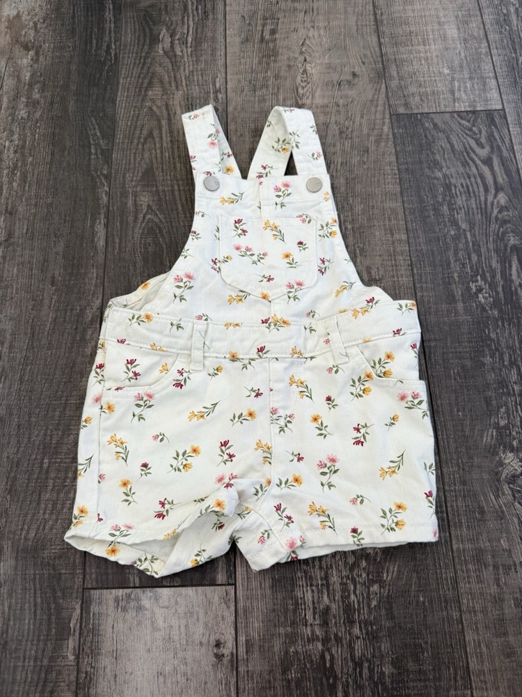 The Children’s Place Baby White Floral Denim Overalls Size 18 Months