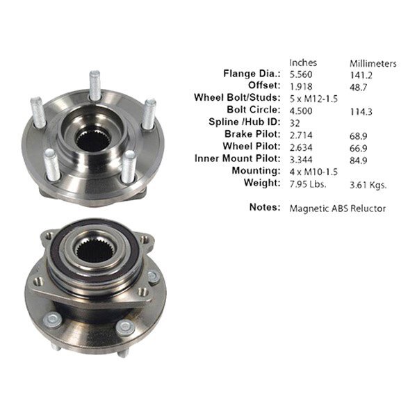 For Chrysler 200 11-14 Wheel Bearing and Hub Assembly C-Tek Front Passenger Side