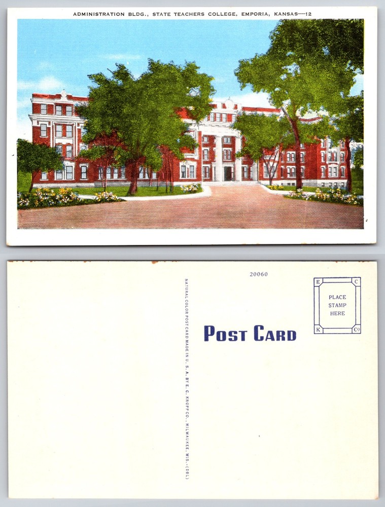 Administration Building Emporia Kansas Postcard