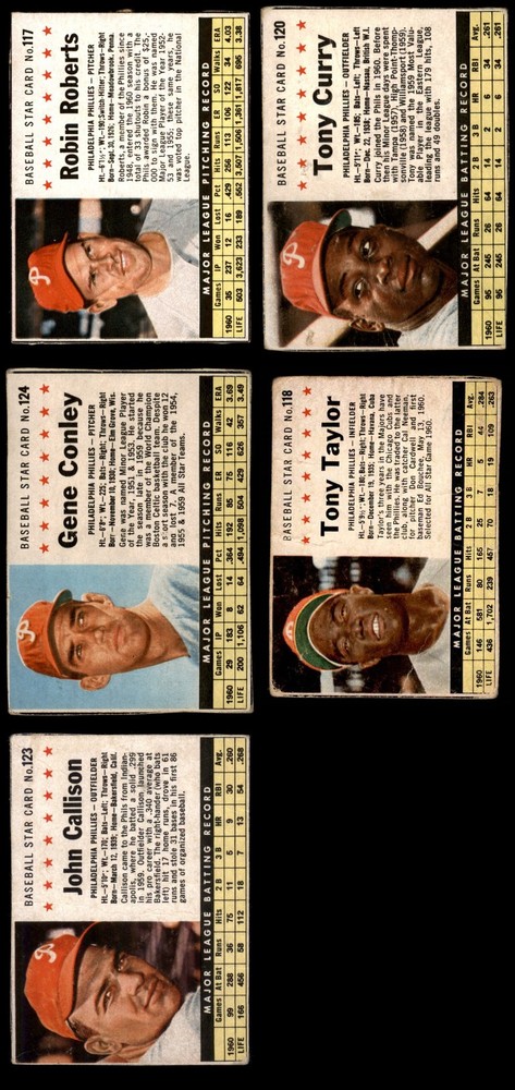 1961 Post Cereal Phillies Near Team Set 2.5 - GD+ 7251683 (7 / 10 cards)
