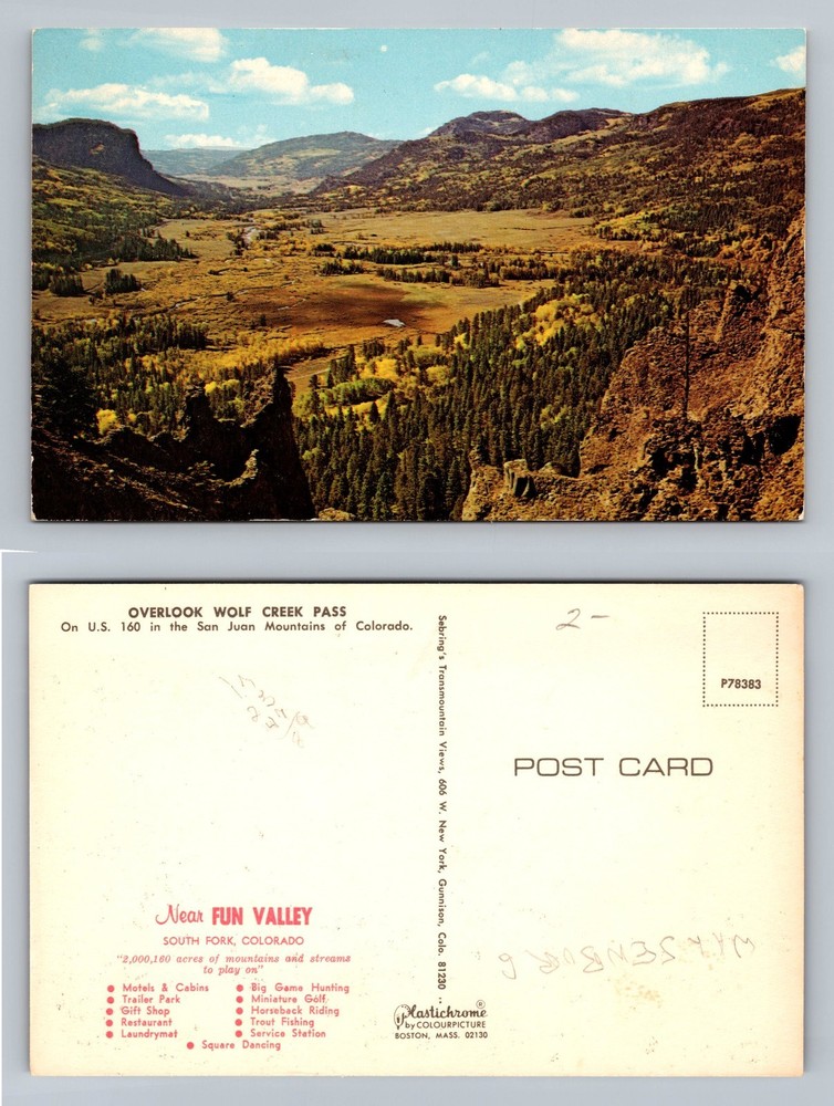 Wolf Creek, CO-Colorado, Scenic Pass Overlook San Juan View Vintage Postcard