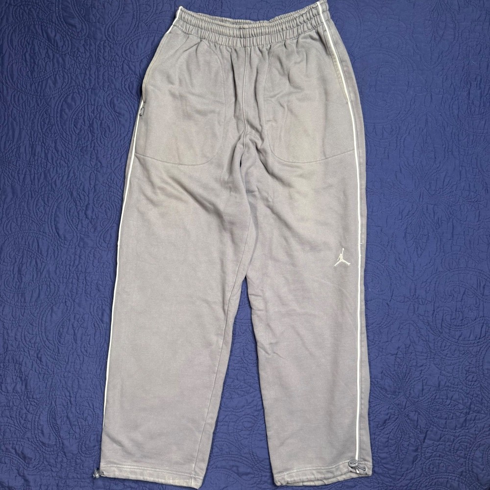 Nike Air Jordan Gray Track Pants Mens L 30x32 Joggers Y2K Stripe Baggy Read