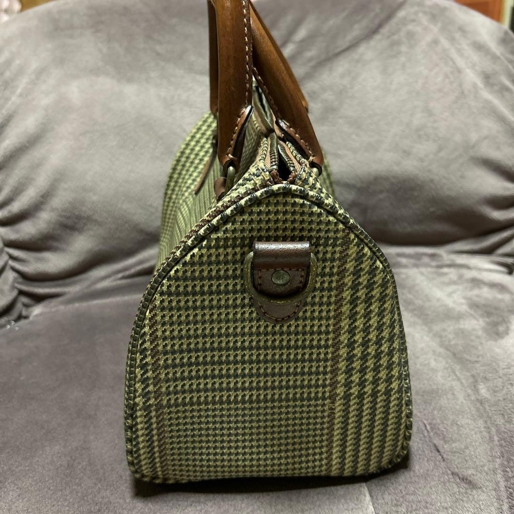 POLO RALPH LAUREN Mini Boston Bag Houndstooth Leather Used Vintage